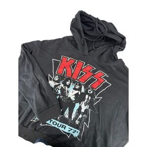 KISS US Tour 77 Graphic Hoodie Mens 3X Rock Band Pullover Retro